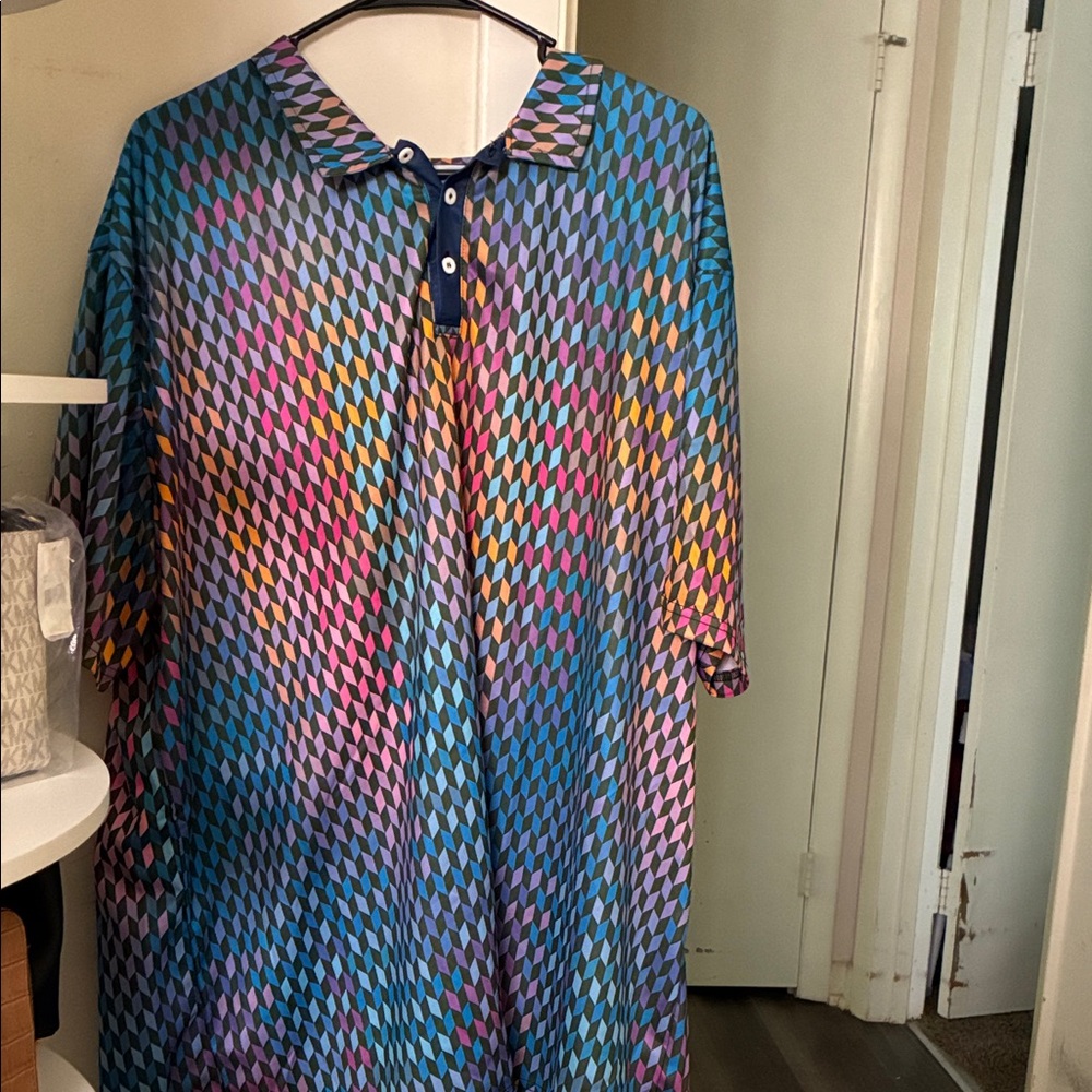 Multicolor Geometric Men's Casual Button Down Shirt